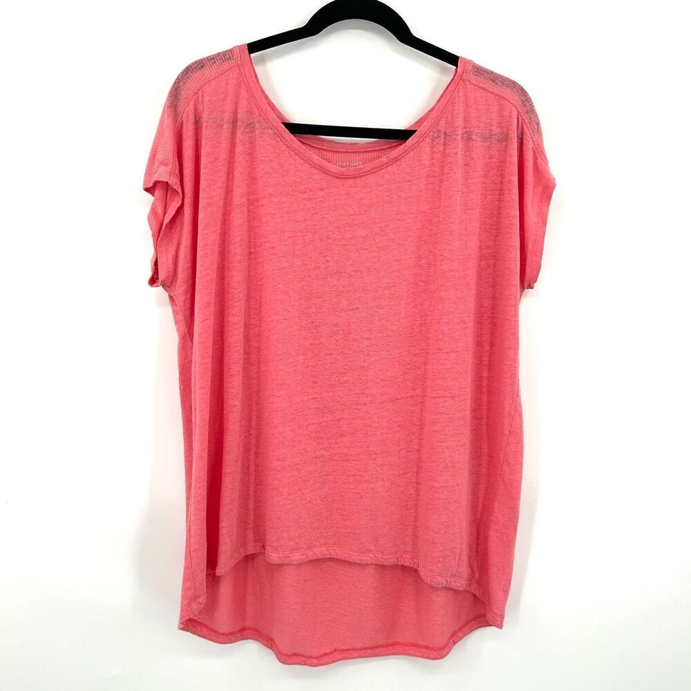 EILEEN FISHER Pink 100% Linen Relaxed Fit Oversized Short Sleeve Top Size Medium